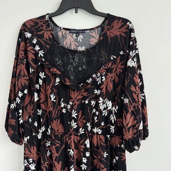 Adrienne Vittadini Women 3/4 sleeves Floral Maxi Dress Size L - Picture 3 of 10